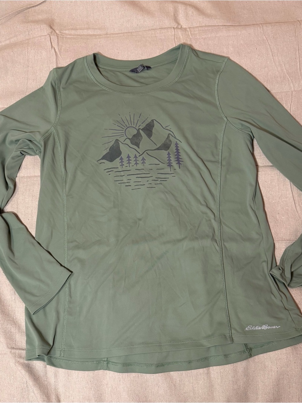 Eddie Bauer Sage Green Long-Sleeve Graphic Performance Tee UPF